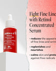 Benefits of Derma E Retinol Concentrated Serum: reduces fine lines and wrinkles, replenishes and nourishes skin, calms skin, and protects against free radicals.