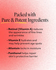 Derma E Anti-Wrinkle Renewal Cream ingredients: Retinol (Vitamin A), Vitamin E, Allantoin, Panthenol.