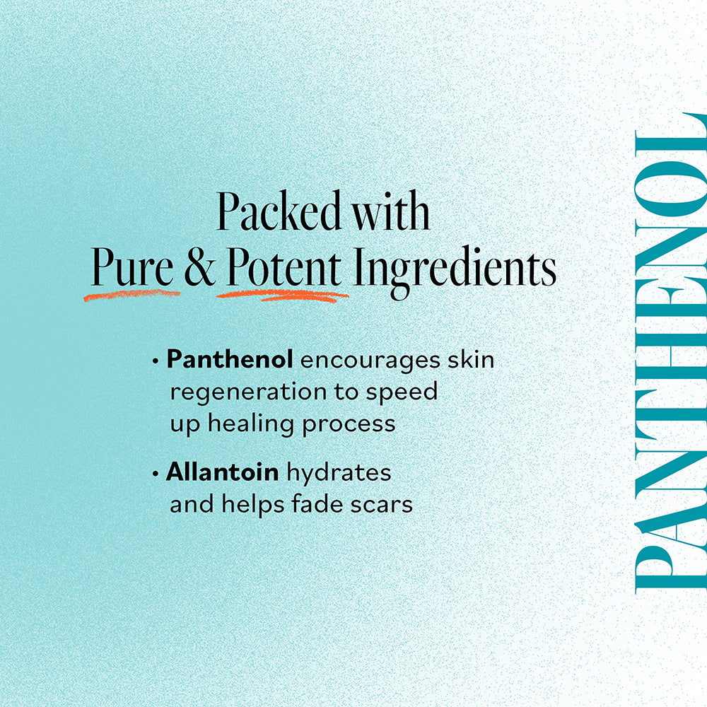 Derma E scar gel key ingredients: Panthenol encourages skin regeneration to speed up the healing process, Allantoin hydrates and helps fade scars.