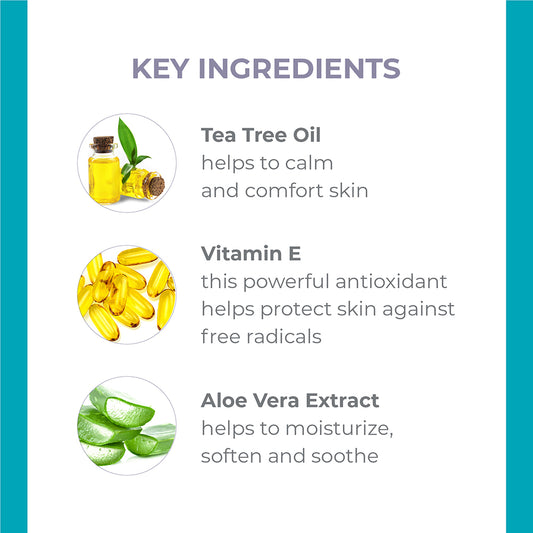 Derma E Tea Tree and Vitamin E Relief Cream Key Ingredients: Tea Tree Oil, Vitamin E, Aloe Vera Extract. 